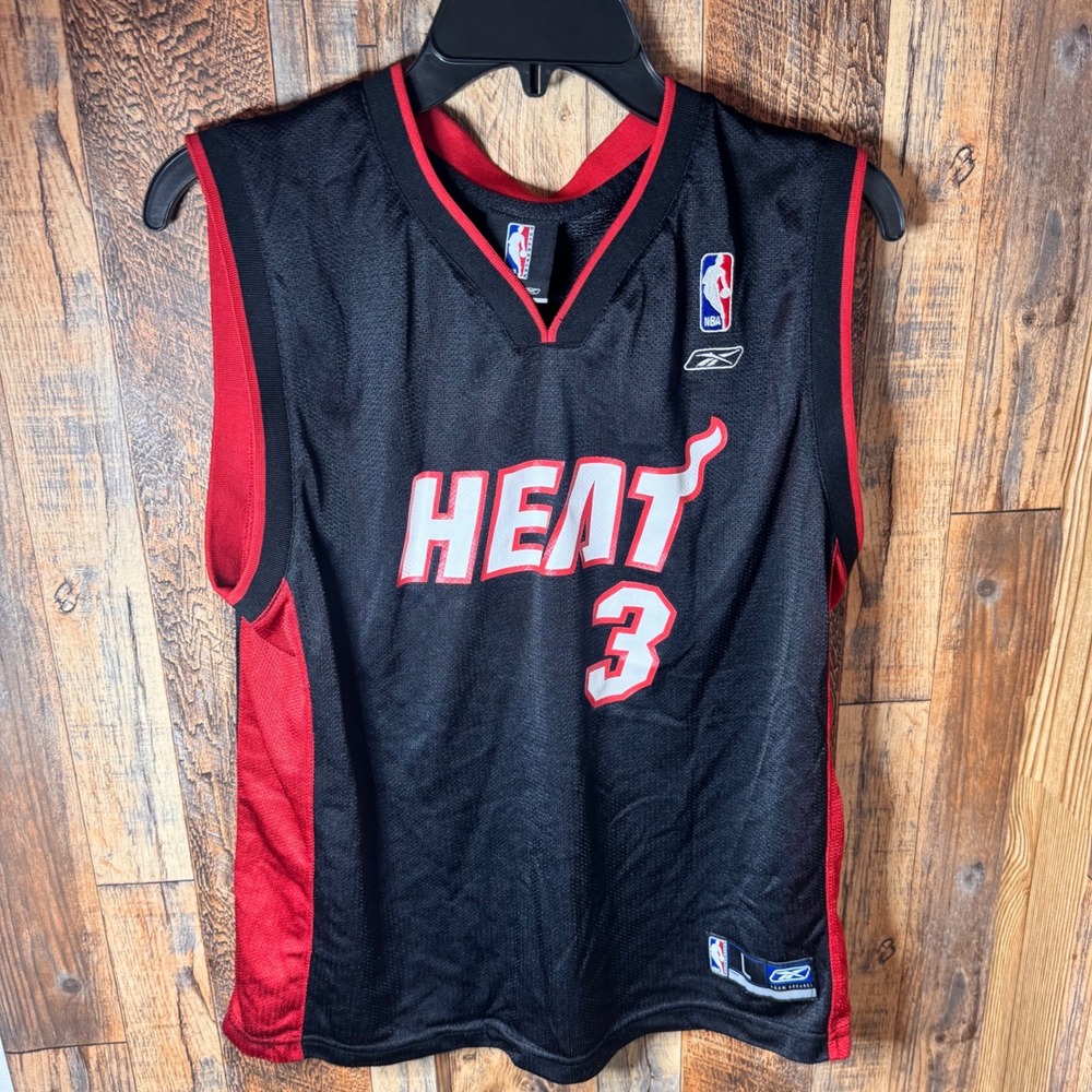 Youth NBA Miami Heat Dwyane Wade #3 Jersey Reebok Black Red‎